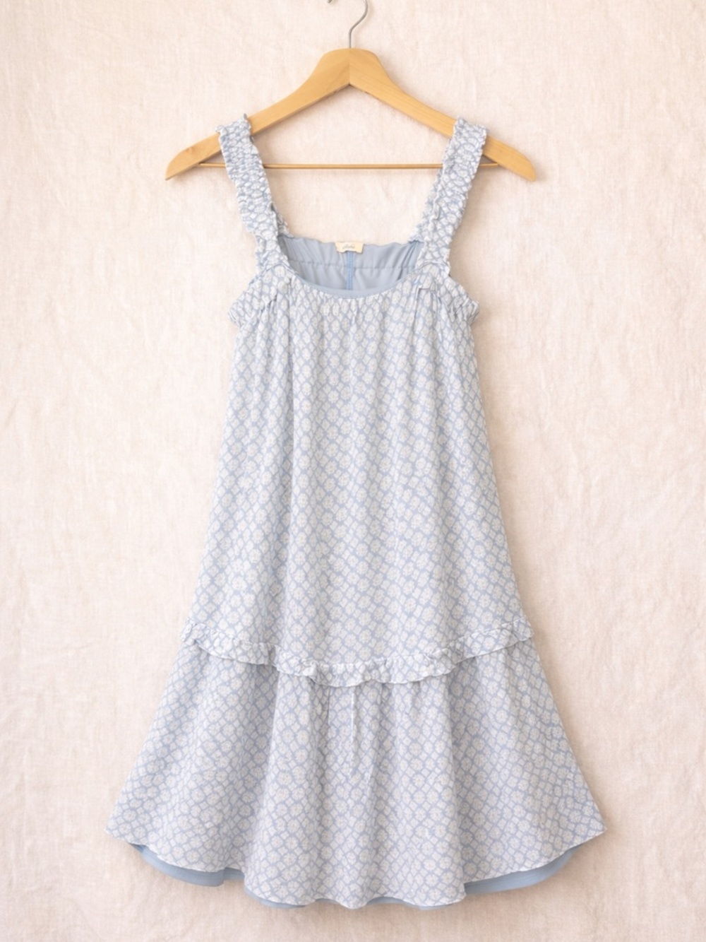 Light Blue Tiered Midi Dress with Ruffled Straps (203)